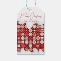 Red White Christmas Candy Pattern#13 ID1009 Gift Tags