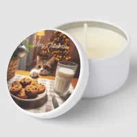 Cute Tabby Cat Reaching for Cookies Christmas Mini Candle Favors