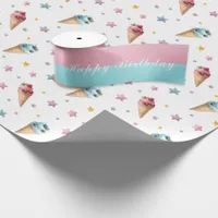 Pink And Blue For Twins Boy & Girl Happy Birthday  Satin Ribbon