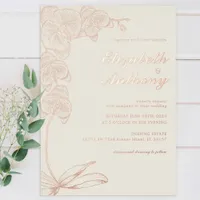 Elegant Botanical Orchid Real Foil Wedding Foil Invitation