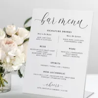 Wedding Bar Drinks Menu Elegant Signature Drinks Pedestal Sign