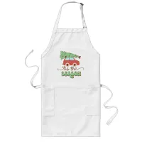 Tis The Season Retro Groovy Christmas Holidays Long Apron