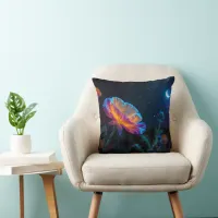 Psychedelic Poppy in Moonlight Throw Pillow