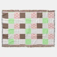 Boho Brown, Burgundy, Green and Mauve Whimsical   Throw Blanket