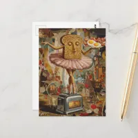 toast and ballet for breakfast surreal postcard