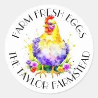 Farm Fresh Eggs | Personalized Classic Round Sticker