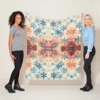 Vintage Snowflakes Pattern - Fleece Blanket