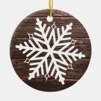 Distressed Wood Country Style Farmhouse Christmas Ceramic Ornament