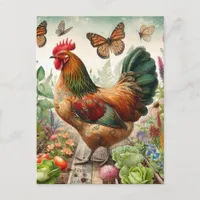 Rooster in the Garden Postcard