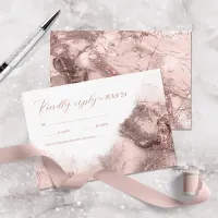 Marble Glitter Wedding Rose Gold ID644 RSVP Card