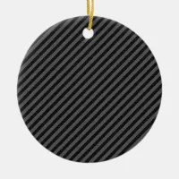 Thin Black and Gray Diagonal Stripes Ceramic Ornament