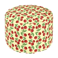 Red Cherries All Over Pattern Custom Pouf