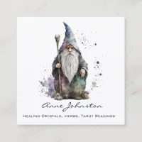 Watercolor Magick Gnome Square Business Card