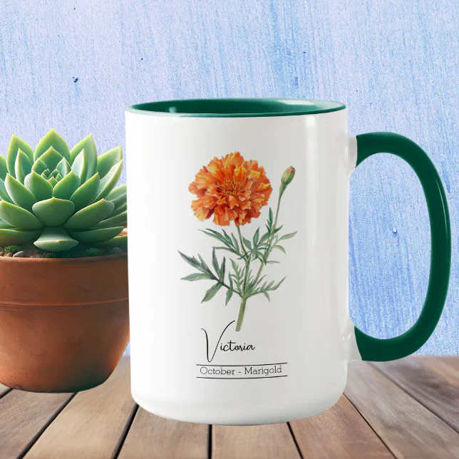 Birth Month Flower October Marigold Mug