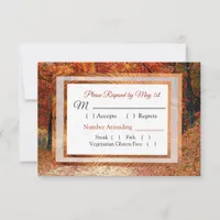 Autumn Trees and Leaves Fall Wedding RSVP card