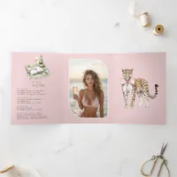 Coastal Chic Beach Club Bachelorette WeekenQR Code Tri-Fold Invitation