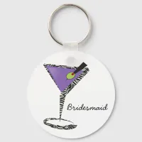 chic purple martini keychain