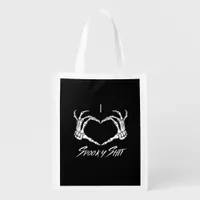 Spooky Classic - Skeleton Hands Heart Grocery Bag
