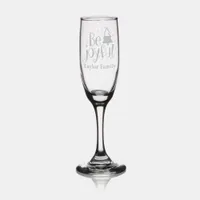 Monogram Family Name Be Joyful Christmas Etched  Champagne Flute