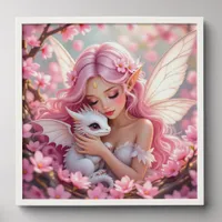 Pretty Pink Elven Fairy & Dragon  Peel And Stick Photo Tile