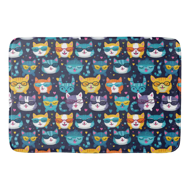 Assorted Cat Faces Funny Cool Cats Bath Mat