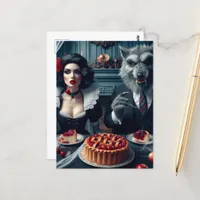 Snow and the Big Bad Wolf Dark Fantasy Birthday  Postcard