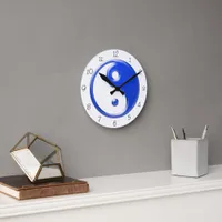 Blue Yin Yang Round Clock
