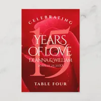 Elegant 15th Rose Wedding Anniversary Table Card