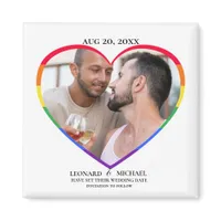 Rainbow Pride Heart Photo Frame Save the Date Magnet