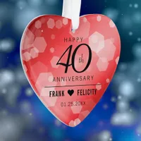 Elegant 40th Ruby Wedding Anniversary Celebration Ornament