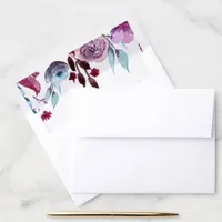 Watercolor blue and plum rustic  floral Wedding Envelope Liner