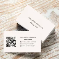 Beige cream qr code business card