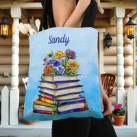 Pretty Vintage Books and Flowers Personalized Tote Bag