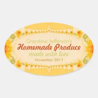 Homemade with Love Oval Label Sticker