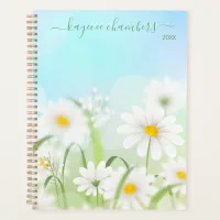 Elegant Personalized Yellow & White Flowers Custom Planner