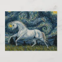 Grey Stallion in The Starry Night Postcard