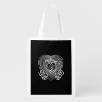 Crying Heart In White Skeleton Hands Hearts Modern Grocery Bag