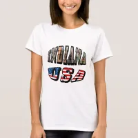 Indiana USA Flag & State Photo Text T-Shirt