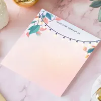 String Lights and Leaves Pastel Personalized Name Notepad