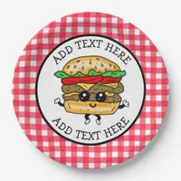 Cute Cartoon Hamburger Barbecue or Birthday Party Paper Plates