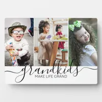 Grandkids Make Life Grand | 3 Photo Collage Plaque