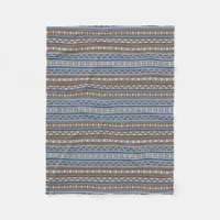 Southwest Style Blue and Brown Geometric Small Fleece Blanket