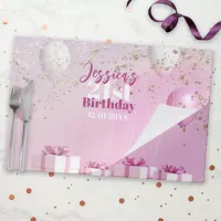 Stylish Pink Gold Glitter Birthday Paper Placemat