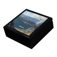 Alaskan Mountain Range and City Below Gift Box