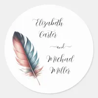 Whispers of Grace Feathered Elegance Minimalism Classic Round Sticker