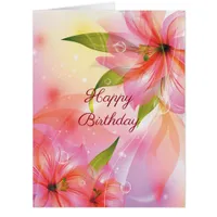 Happy Birthday Day Pink Floral Big Card