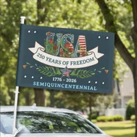 250 Years of Freedom Elegant Patriotic Blue Car Flag
