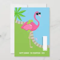 Cool Pink Flamingo Family Photo Collage Greeting Holiday Card