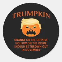 Anti Trumpkin Funny Halloween Classic Round Sticker