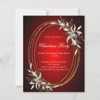 Red gold greenery Christmas Party invitation